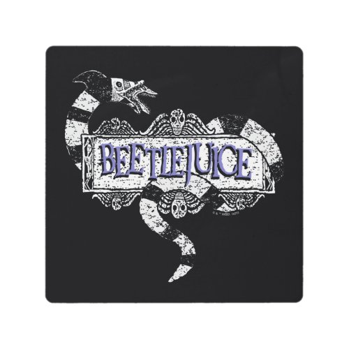 Beetlejuice  Sandworm Coiled on Beetlejuice Logo Metal Print