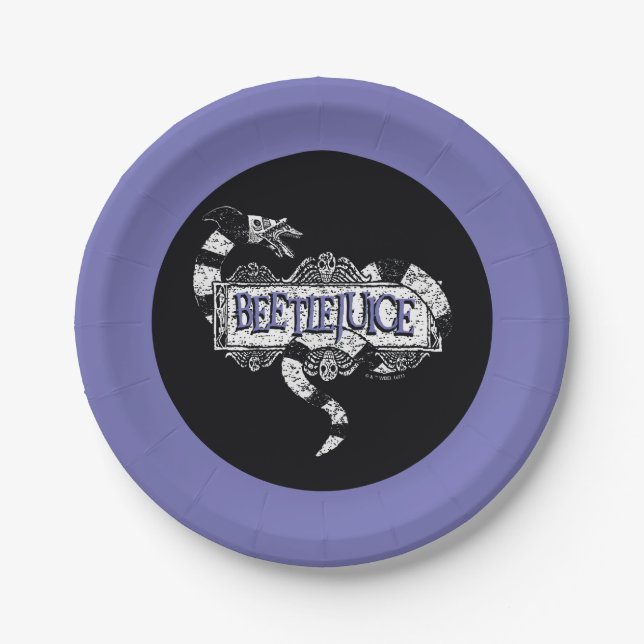 Beetlejuice | Sandworm Coiled on Beetlejuice Logo Paper Plates (Front)