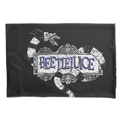 Beetlejuice  Sandworm Coiled on Beetlejuice Logo Pillow Case