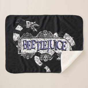 Beetlejuice Sandworm Coiled on Beetlejuice Logo Sherpa Blanket