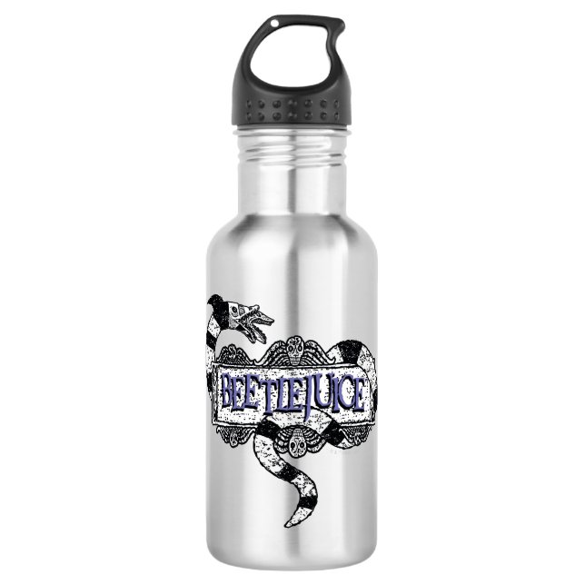 Beetlejuice | Sandworm Coiled on Beetlejuice Logo Stainless Steel Water Bottle (Front)