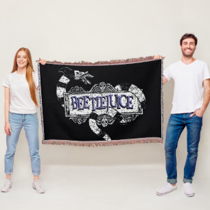 Beetlejuice Sandworm Coiled on Beetlejuice Logo Throw Blanket