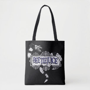 Beetlejuice Sandworm Coiled on Beetlejuice Logo Tote Bag
