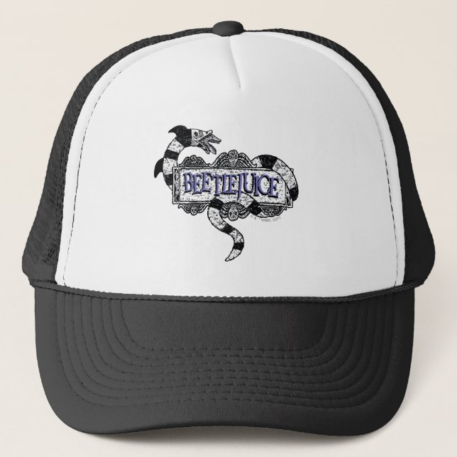 Beetlejuice | Sandworm Coiled on Beetlejuice Logo Trucker Hat (Front)