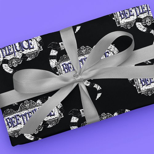 Beetlejuice  Sandworm Coiled on Beetlejuice Logo Wrapping Paper Sheets