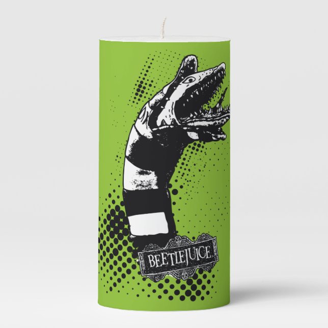 Beetlejuice | Sandworm Illustration Pillar Candle (Front)