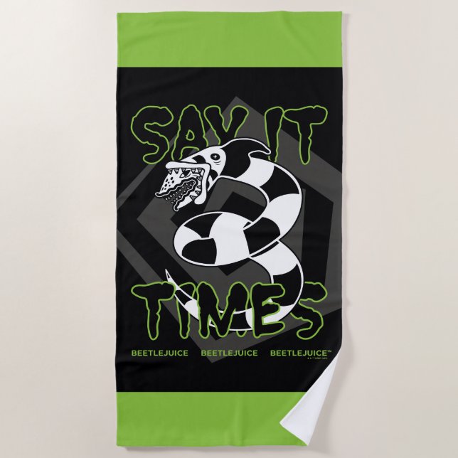 Beetlejuice | Say It 3 Times Beach Towel (Front)