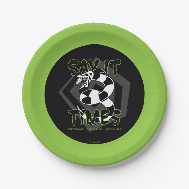 Beetlejuice | Say It 3 Times Paper Plates (Front)