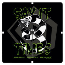Beetlejuice | Say It 3 Times Square Wall Clock Beetlejuice | Say It 3 Times Square Wall Clock