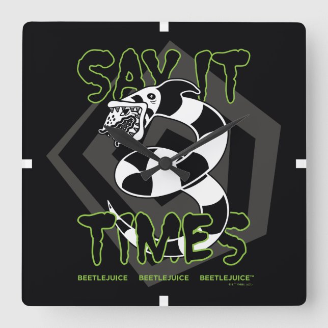 Beetlejuice | Say It 3 Times Square Wall Clock (Front)