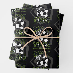 Beetlejuice Say It 3 Times Wrapping Paper Sheets