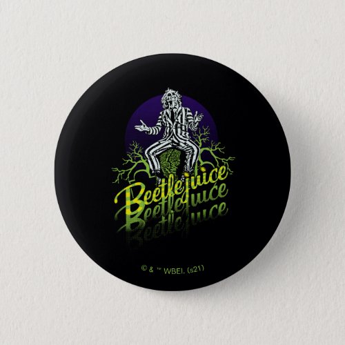 Beetlejuice  Sitting on a Tombstone Button