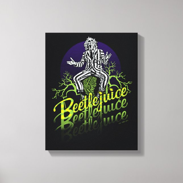 Beetlejuice | Sitting on a Tombstone Canvas Print (Front)