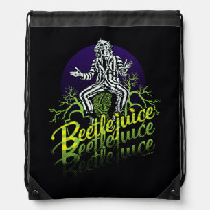 Beetlejuice Sitting on a Tombstone Drawstring Bag