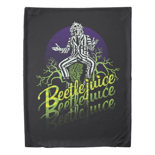 Beetlejuice  Sitting on a Tombstone Duvet Cover