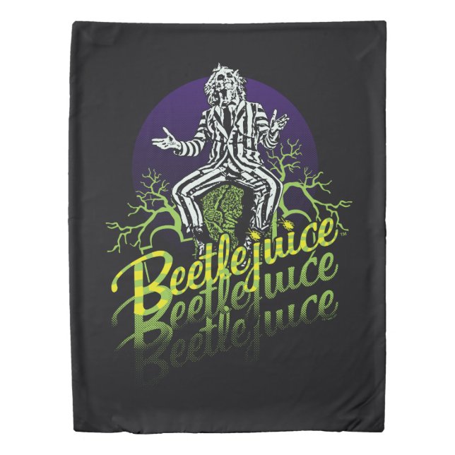 Beetlejuice | Sitting on a Tombstone Duvet Cover (Front)