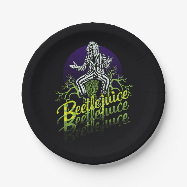 Beetlejuice | Sitting on a Tombstone Paper Plates (Front)