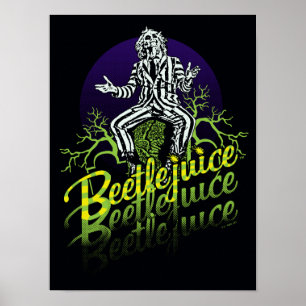 Beetlejuice Sitting on a Tombstone Poster