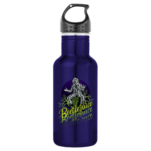 Beetlejuice | Sitting on a Tombstone Stainless Steel Water Bottle (Front)