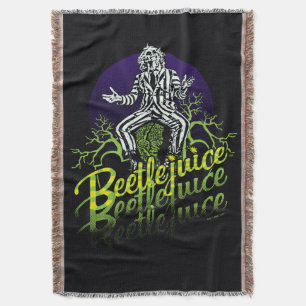 Beetlejuice Sitting on a Tombstone Throw Blanket