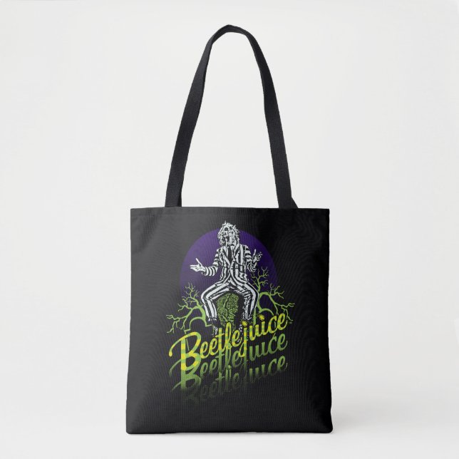 Beetlejuice | Sitting on a Tombstone Tote Bag (Front)