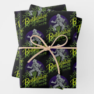 Beetlejuice Sitting on a Tombstone Wrapping Paper Sheets