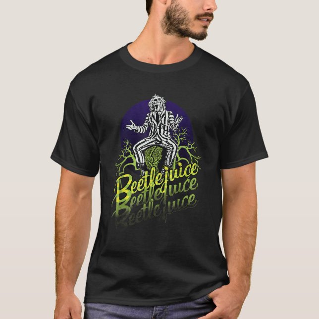 Beetlejuice Three Times Text Portrait T-Shirt (Front)