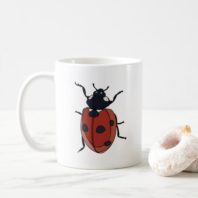 Beetles Insect Ladybug Beetles Coffee Mug (With Donut)