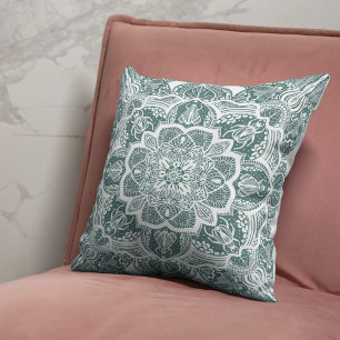 Beetles Nature Mandala Choose Your Color Throw Pillow