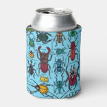 Beetles on blue can cooler
