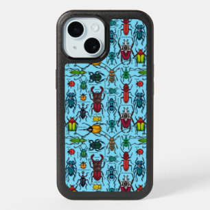 Beetles on blue iPhone 15 case