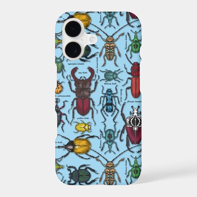 Beetles on blue iphone case (Back)