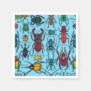 Beetles on blue napkins
