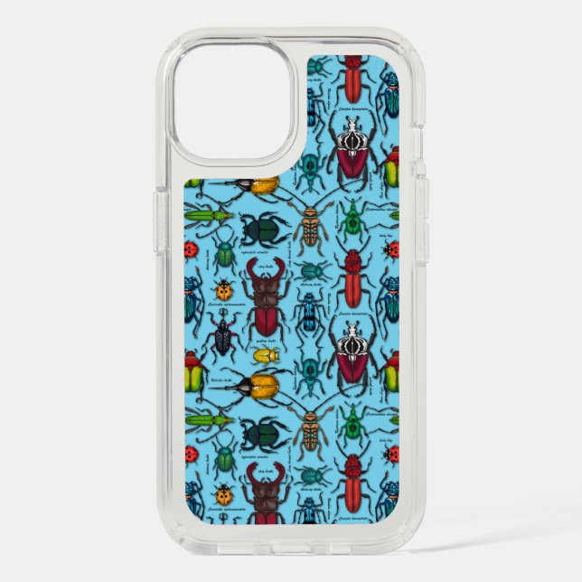 Beetles on blue speck iPhone case (Front)