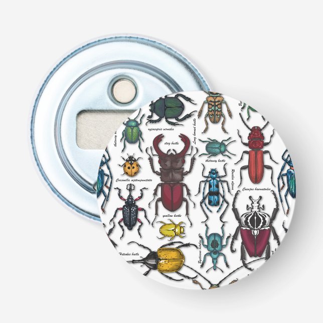 Beetles on white bottle opener (Front)
