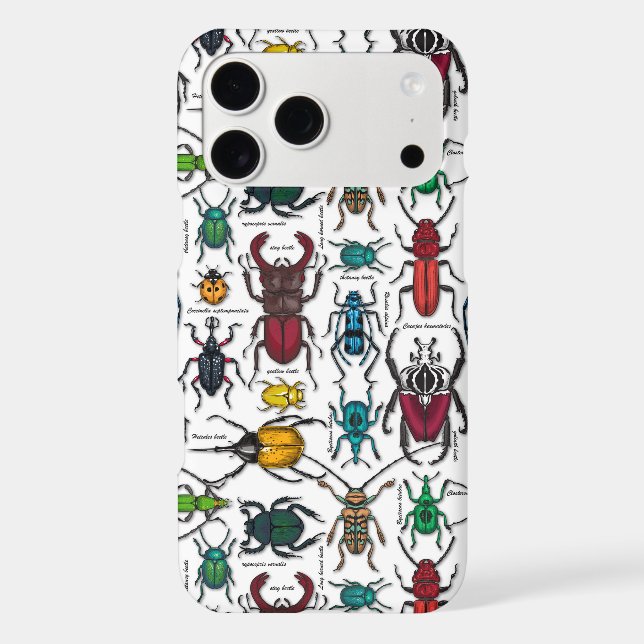 Beetles on white iPhone case (Back)