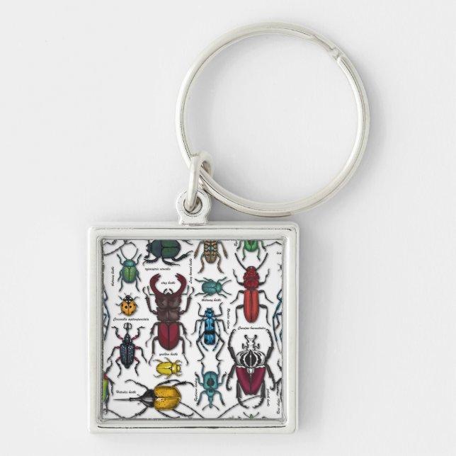 Beetles on white keychain (Front)