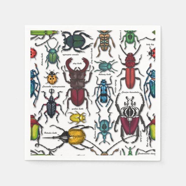 Beetles on white napkins (Front)