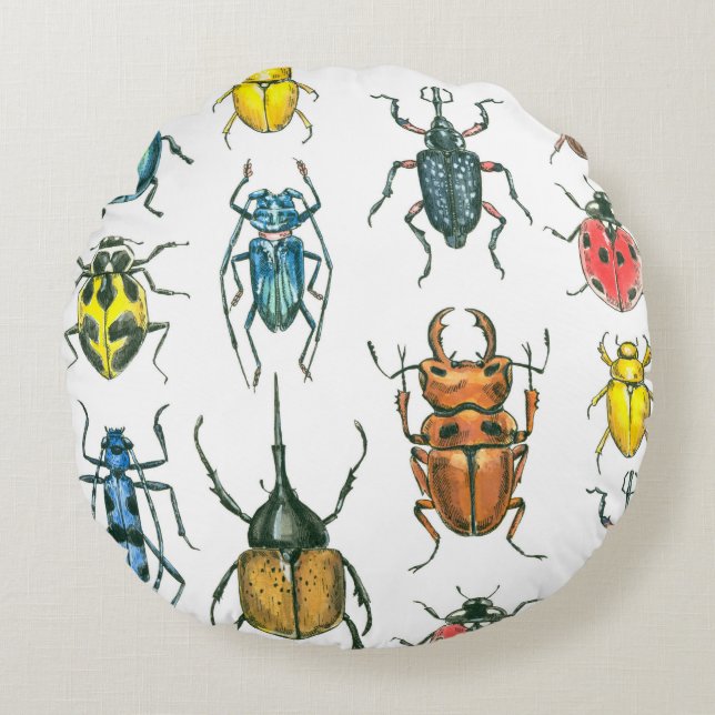 Beetles Round Pillow (Front)
