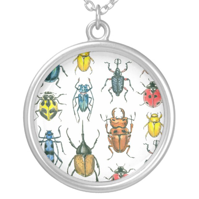 Beetles Silver Plated Necklace (Front)