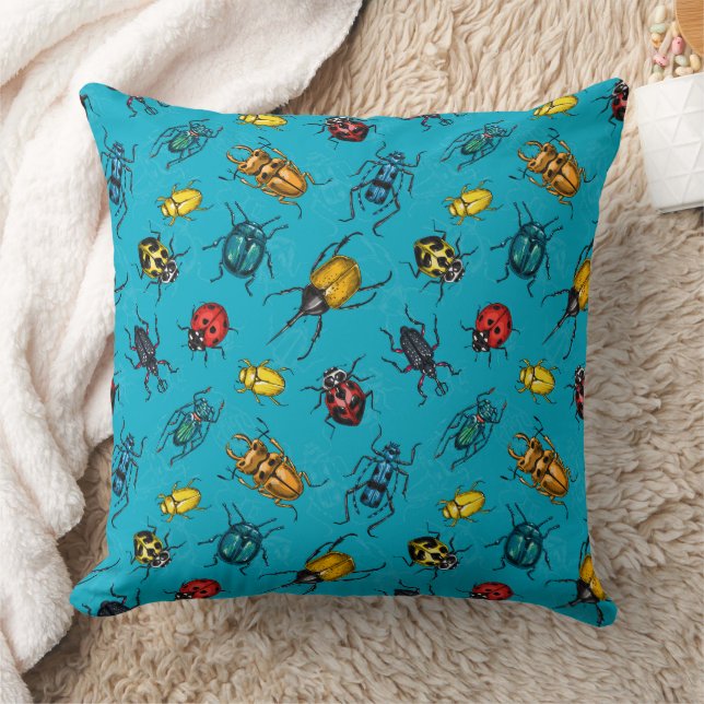 Beetles Throw Pillow (Blanket)