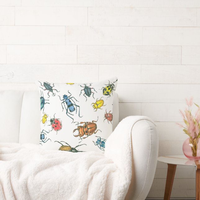 Beetles Throw Pillow (Couch)