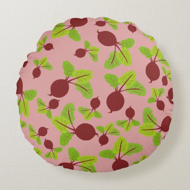 Beetroot Pattern Round Pillow (Front)