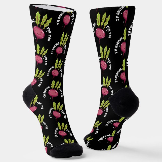 Beetroot Rooting For You Gag Modern Socks (Angled)