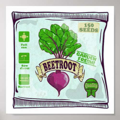 Beetroot seeds packet vegetables poster