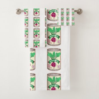 Beetroot Tin Can Of Beets Bath Towel Set by earlykirky at Zazzle