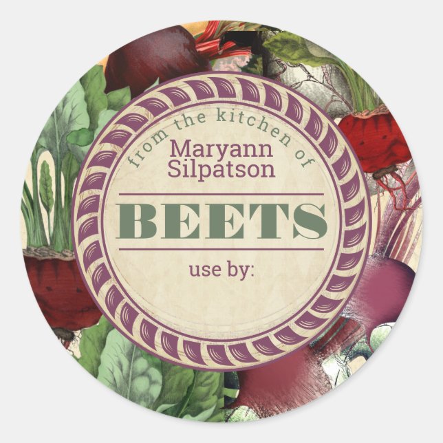 Beets canning personalized from the kitchen of classic round sticker (Front)