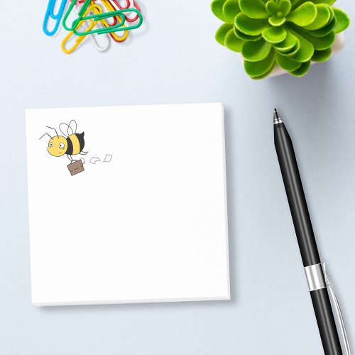 Beezness Bee Tired Stressed Bee Holding Briefcase Post_it Notes