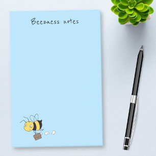 Beezness Bee, Tired Stressed Bee Holding Briefcase Post-it Notes
