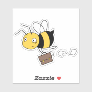 Beezness Bee, Tired Stressed Bee Holding Briefcase Sticker